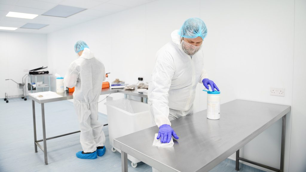 Photo of Cleanroom surfaces being cleaned - Integrity Cleanroom