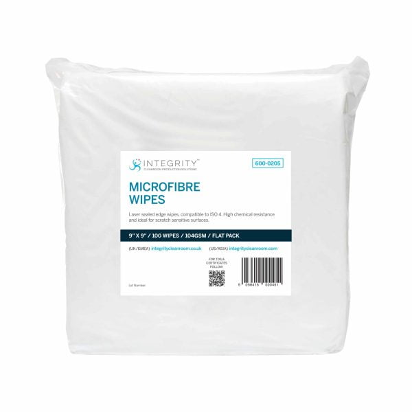 Low lint microfibre wipes